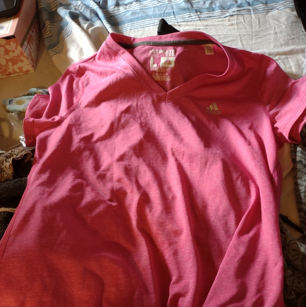 Pink adidas workout tee
